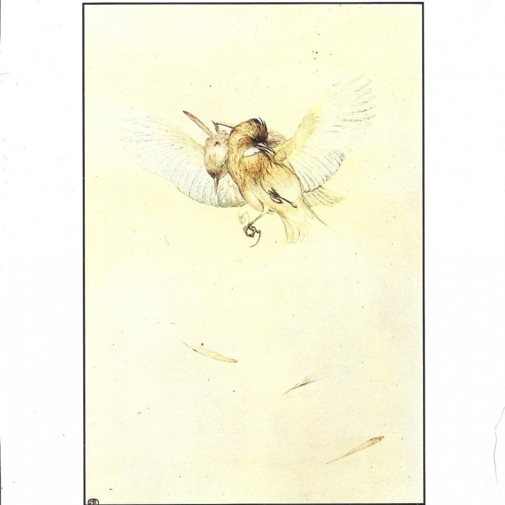 Edward Detmold: Fable's of Aesop - Lark  - 11.75" x 8.75" Book Page Print
